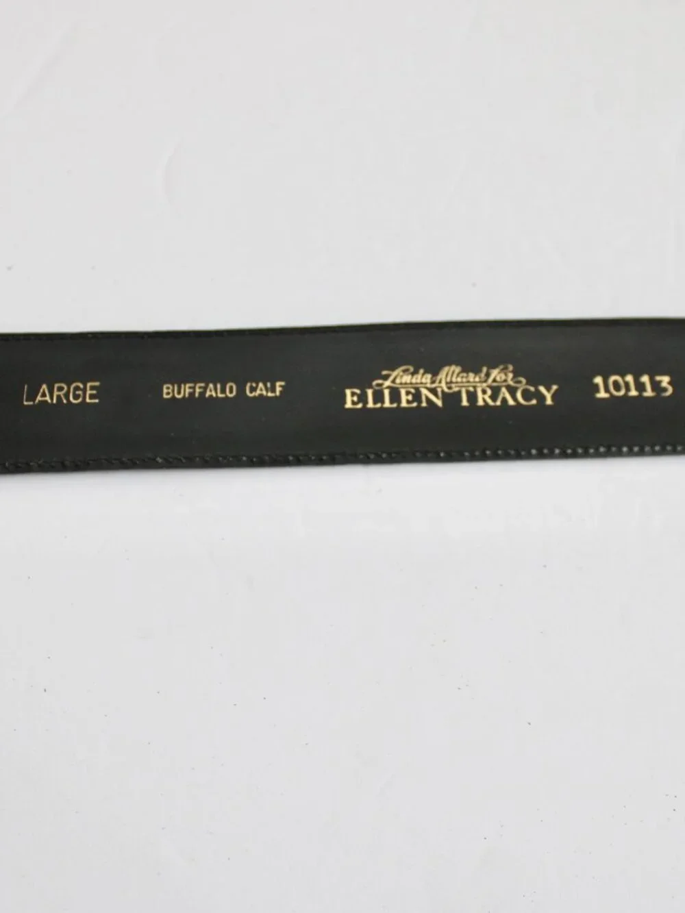 Linda Allen Ellen Tracy VTG 90s High Waist Black Gold Buffalo Calf Belt sz Large